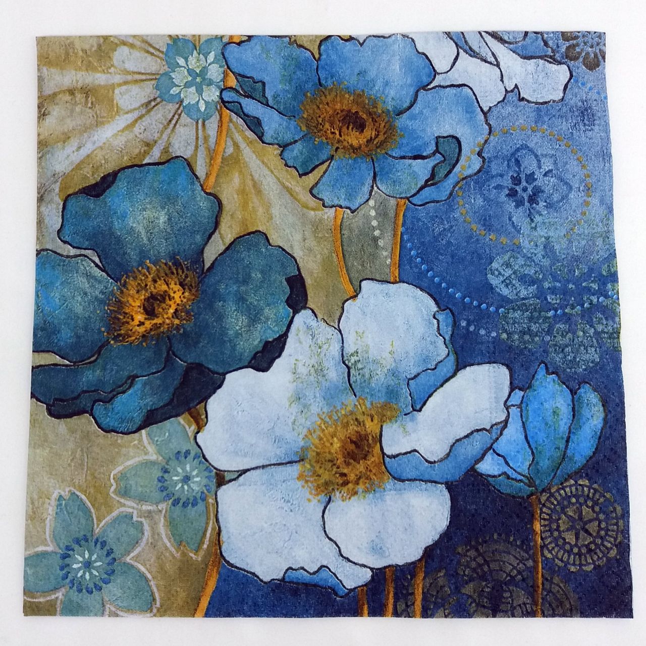 Szalvéta 33*33 cm - Kék virágok
