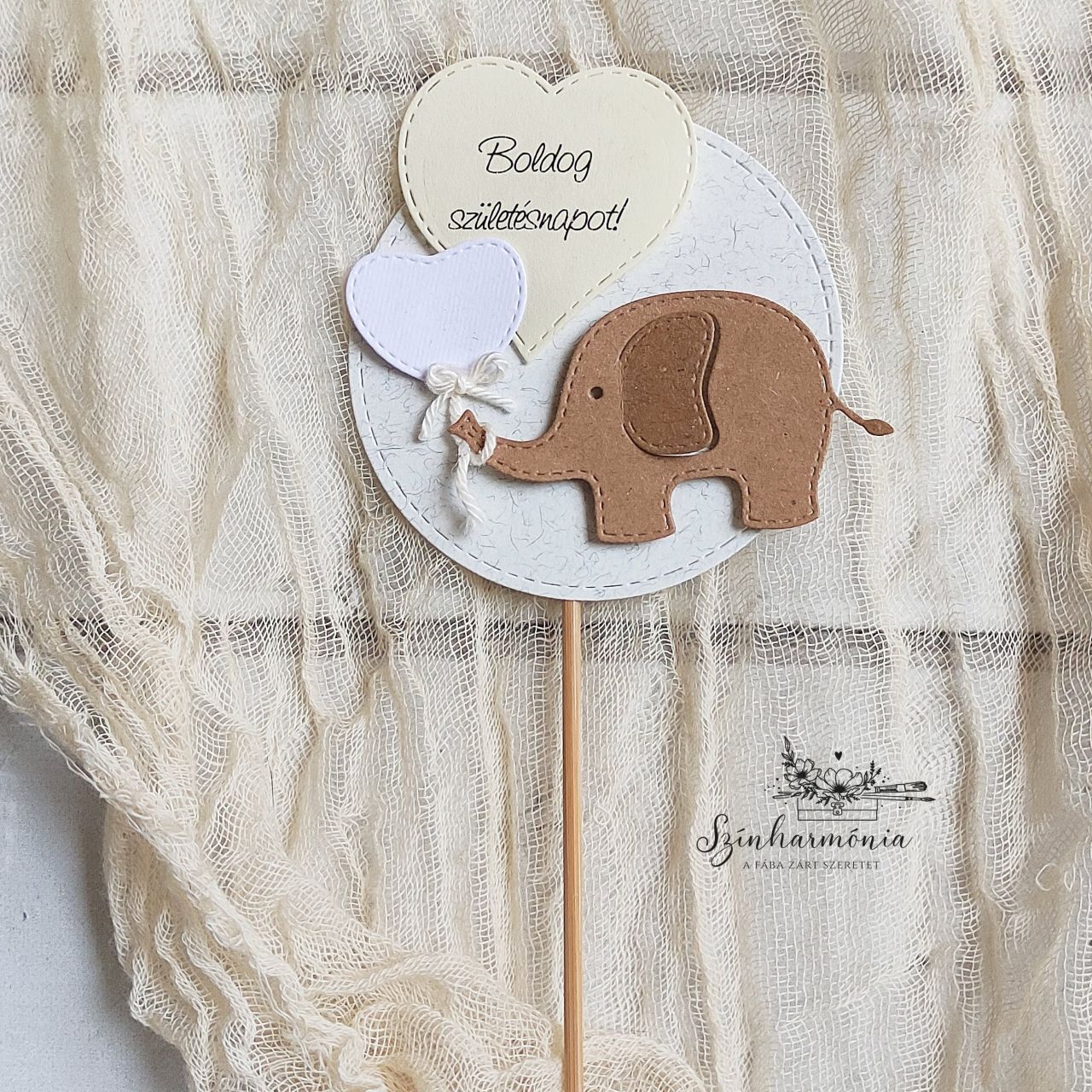 Térhatású tortabeszúró - Barna elefánt