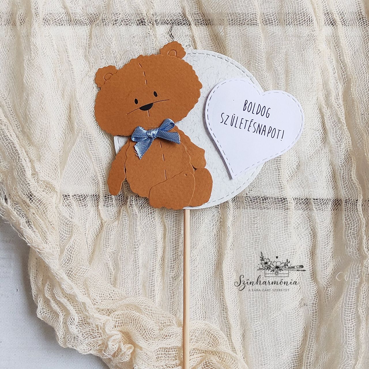 Térhatású tortabeszúró - Fiú teddy bear