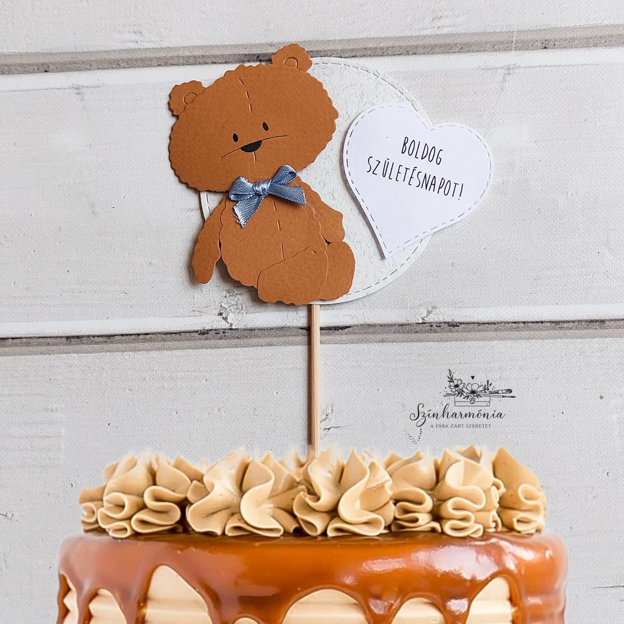 Térhatású tortabeszúró - Fiú teddy bear