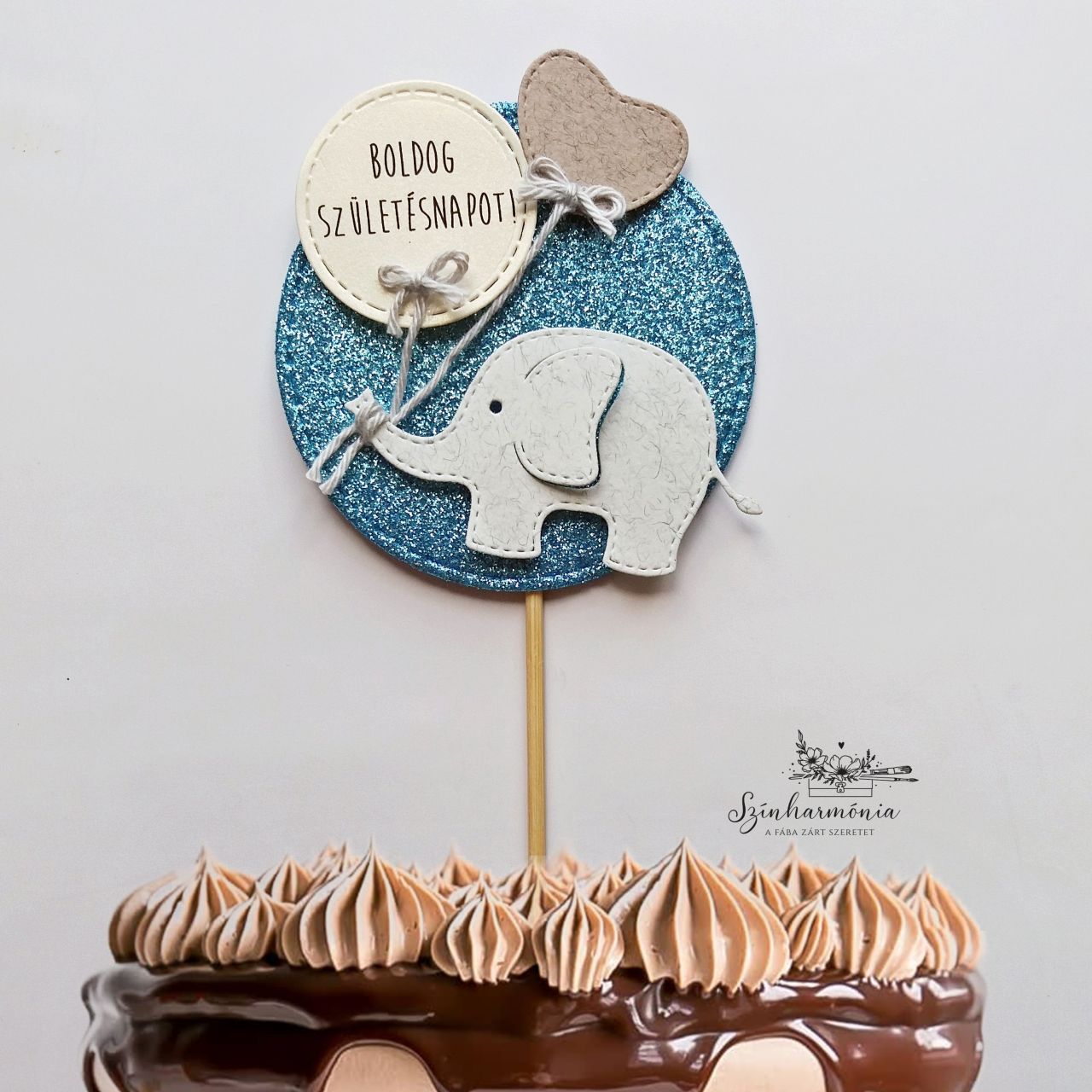 Térhatású tortabeszúró - Kék elefánt
